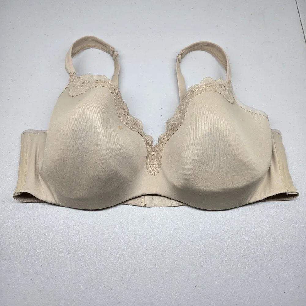 Cacique Women Bra 46DD Beige T Shirt Underwired Lace Knit Strap READ